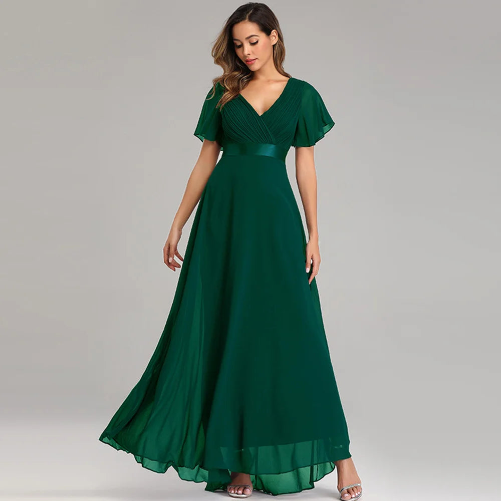 Sexy Pink Chiffon Tulle Maxi Summer Dress - Casual Vintage Long Party Gown