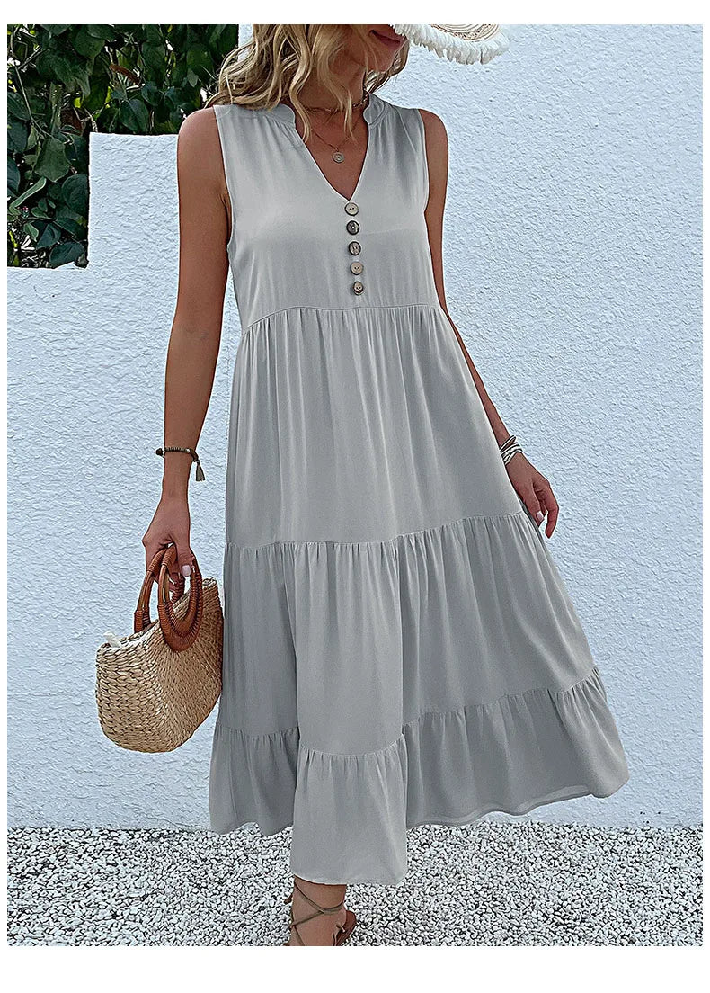 Women Dresses: Casual Summer Midi Dress - Salman Store
