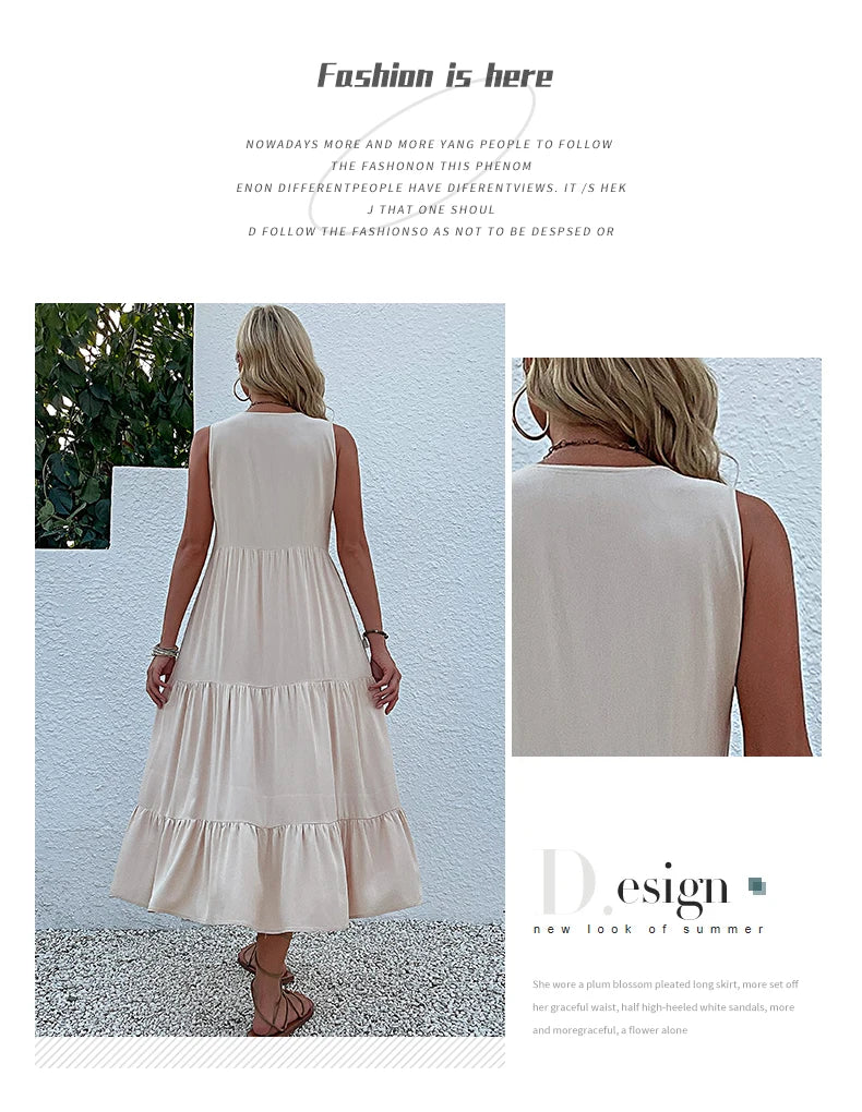 Women Dresses: Casual Summer Midi Dress - Salman Store
