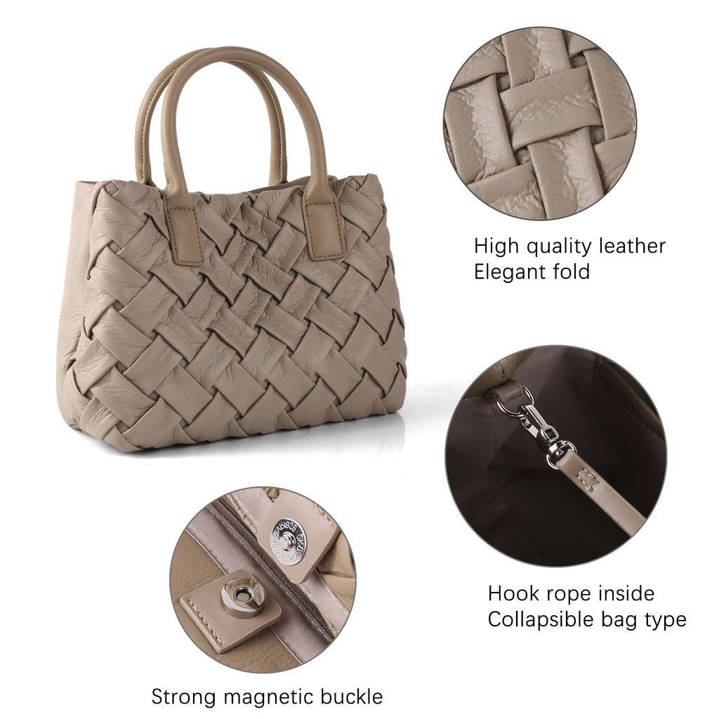 ZR Diary Pleated PU Leather Shoulder Bag for Women - Versatile Commuter Messenger Bag - JStorehub 
