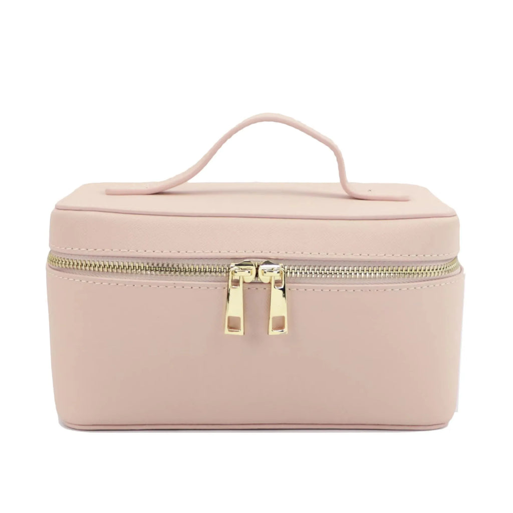 Custom Name Ladies Saffiano Split Leather Travel Toiletry Bag - Hanging Makeup Organizer - JStorehub 