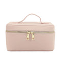 Custom Name Ladies Saffiano Split Leather Travel Toiletry Bag - Hanging Makeup Organizer - JStorehub 
