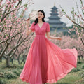 Elegant French Style Chiffon Maxi Dress - Beach Vacation Summer 2026 - JStorehub 