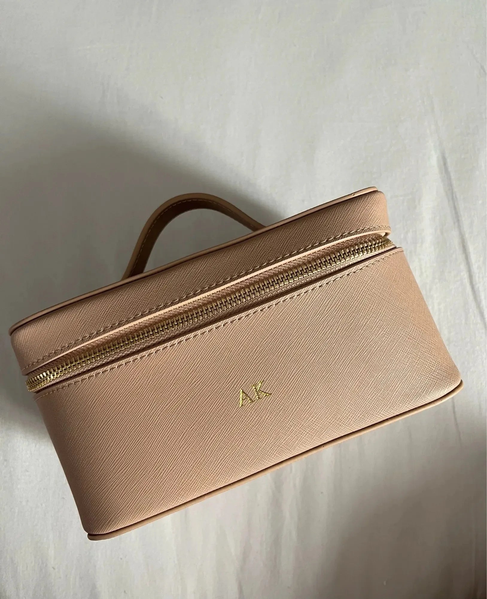 Custom Name Ladies Saffiano Split Leather Travel Toiletry Bag - Hanging Makeup Organizer - JStorehub 