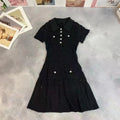 Women Dresses - Polo Neck Knitted Dress Y2K - Salman Store