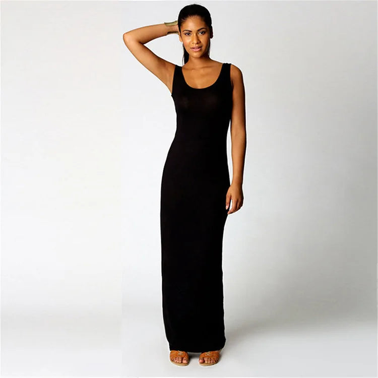 Elegant Women's Maxi Dress - Sleeveless Bodycon for Spring/Summer