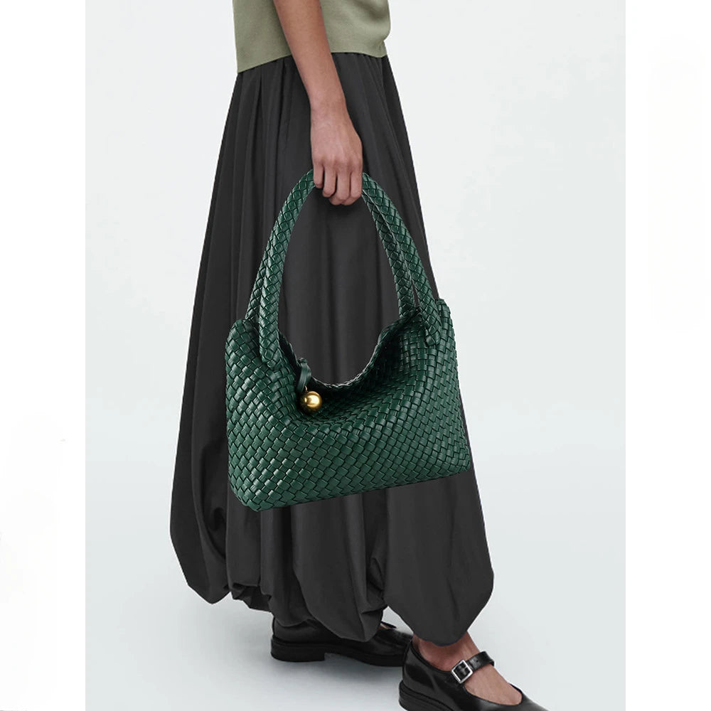 Woven Bag Women PU Leather Single Shoulder Bag - SalmanStore 
