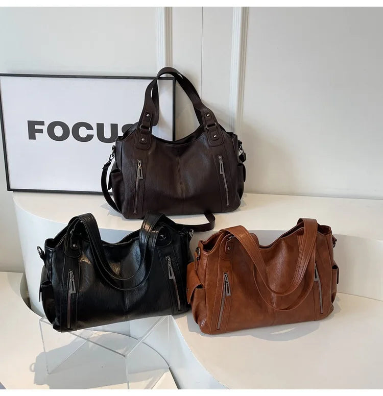 Soft Interior Shoulder Bag 2026 - High Quality Contrasting Color PU Handbag for Wome - JStorehub 