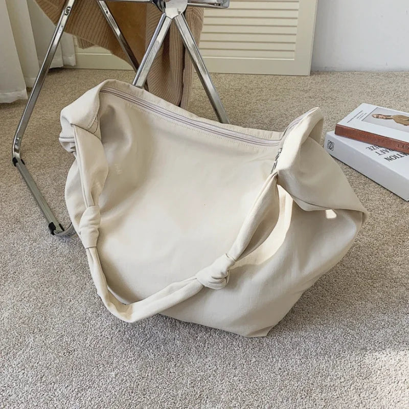 2026 Canvas Tote Bag for Women - Casual Solid Color Shoulder Messenger Bag
