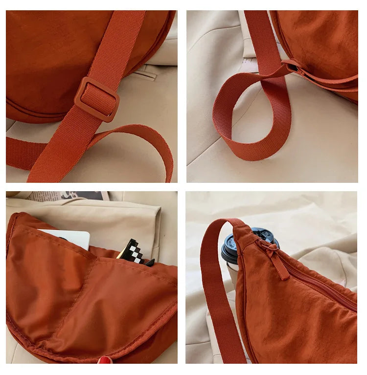 Casual Nylon Hobo Crossbody Bag for Women - Large Capacity Designer Shoulder