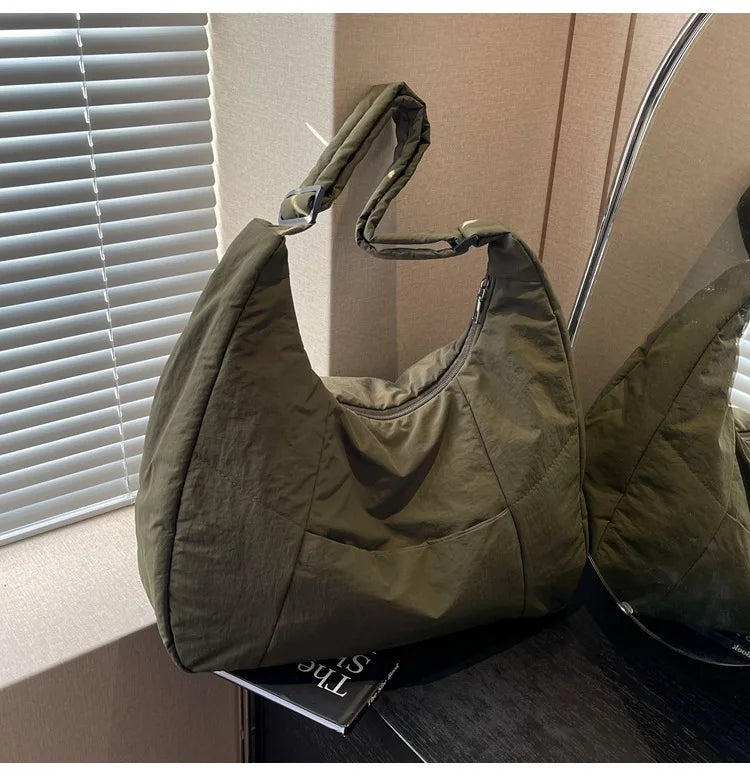 Trendy Women's Soft Cloth Shoulder Bag - Solid Color Y2K Casual Big Crossbody Bag 2026 - JStorehub 