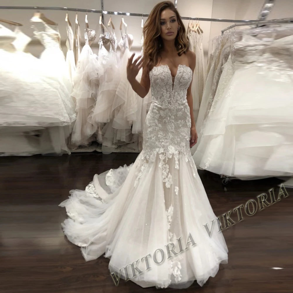 Vintage Lace Wedding Dress - Sweetheart Lace-Up Ball Gown Bridal Gown - JStorehub 