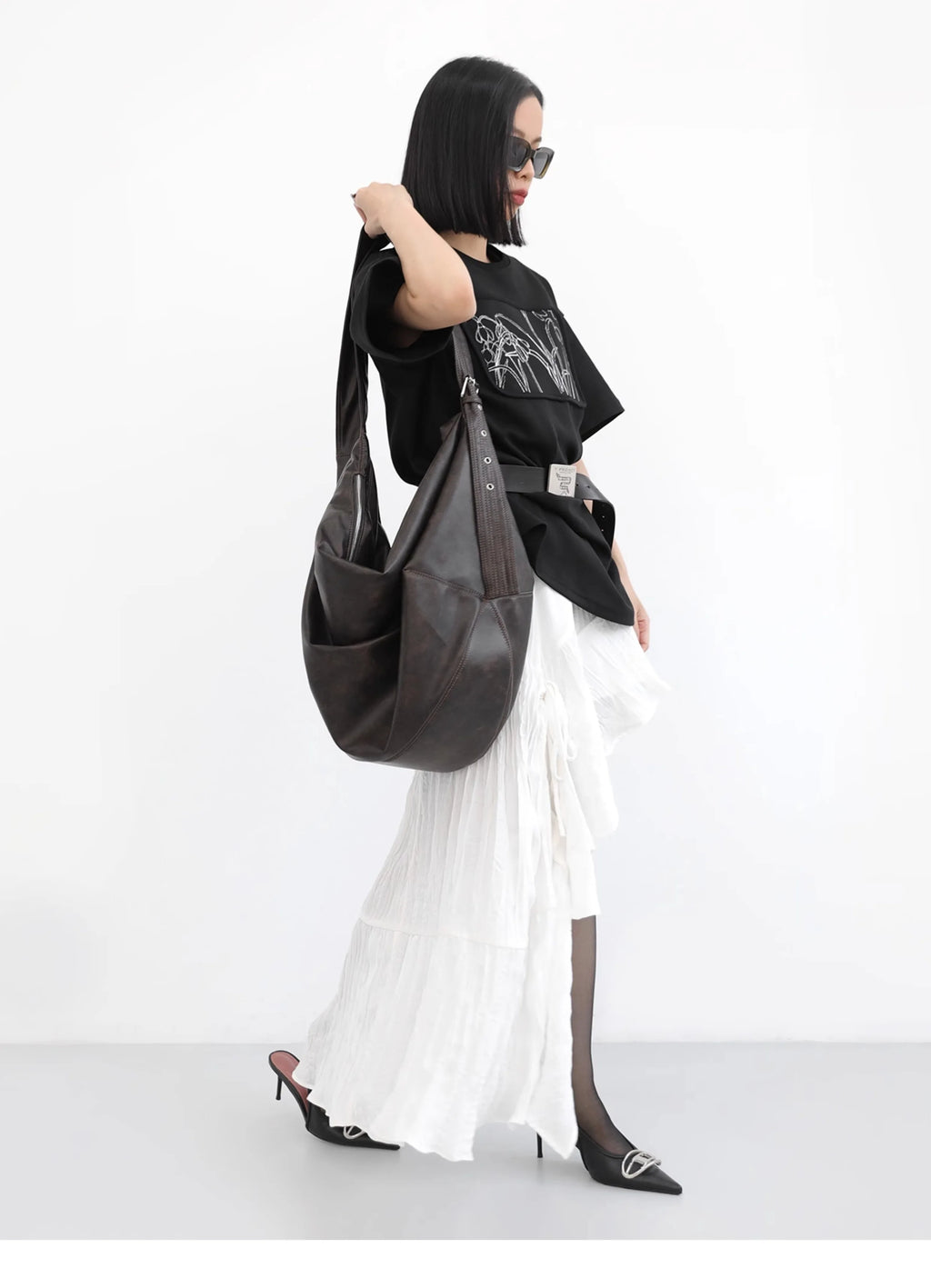 Retro Pleated Large Capacity Shoulder Bag for Women - Versatile Crossbody Bag - JStorehub 