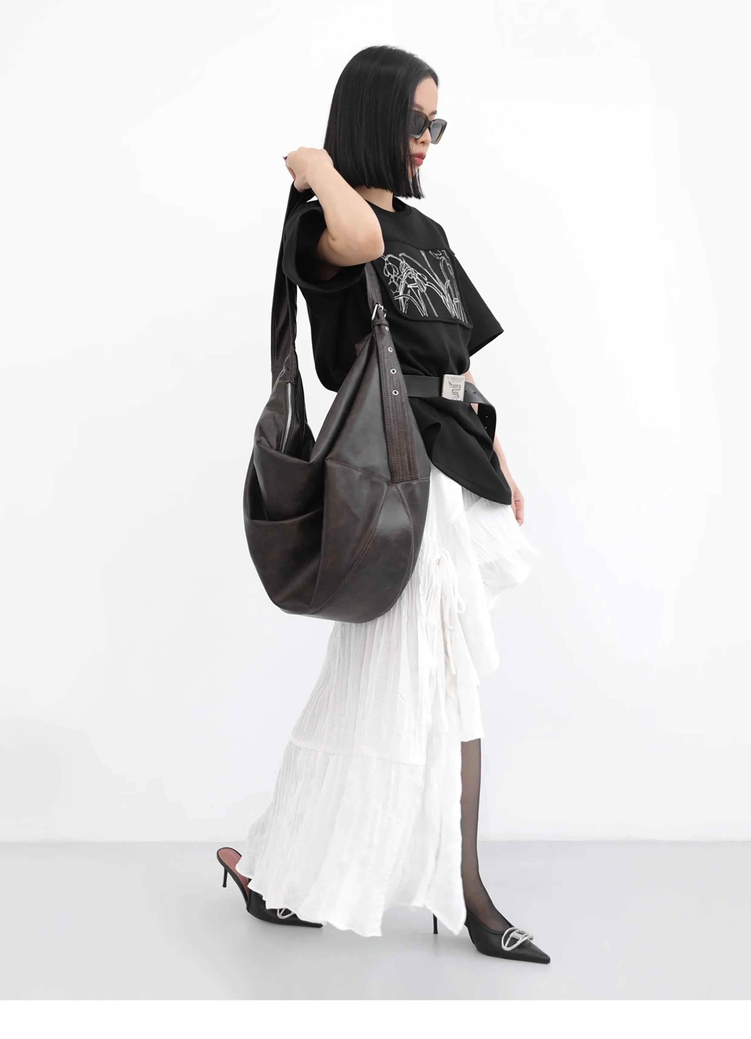 Retro Pleated Large Capacity Shoulder Bag for Women - Versatile Crossbody Bag - JStorehub 