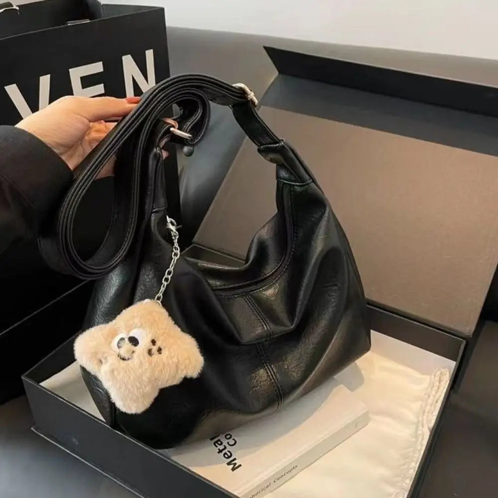 Trendy Slouchy Shoulder Bag for Women - PU Leather Large Capacity Hobo Tote - JStorehub 