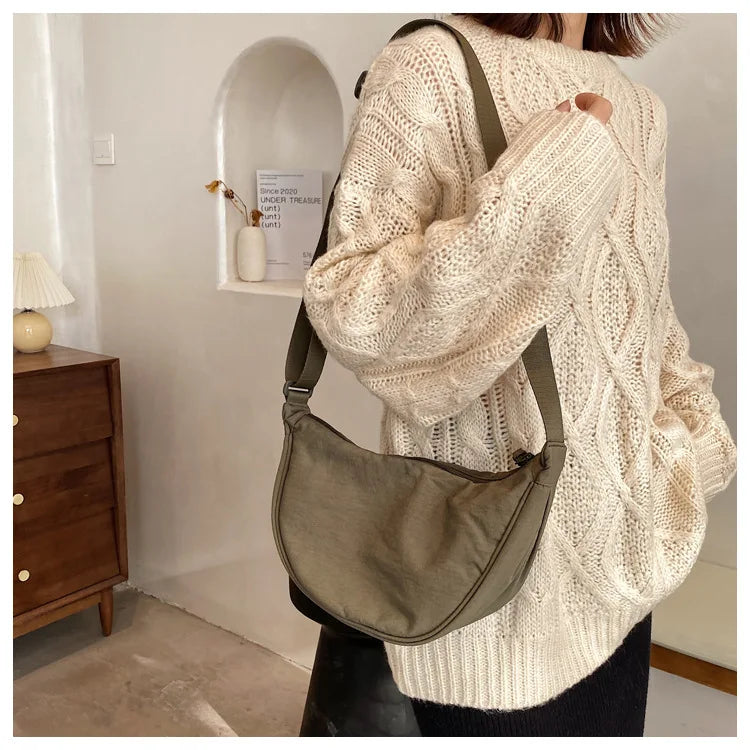 Casual Nylon Hobo Crossbody Bag for Women - Large Capacity Designer Shoulder