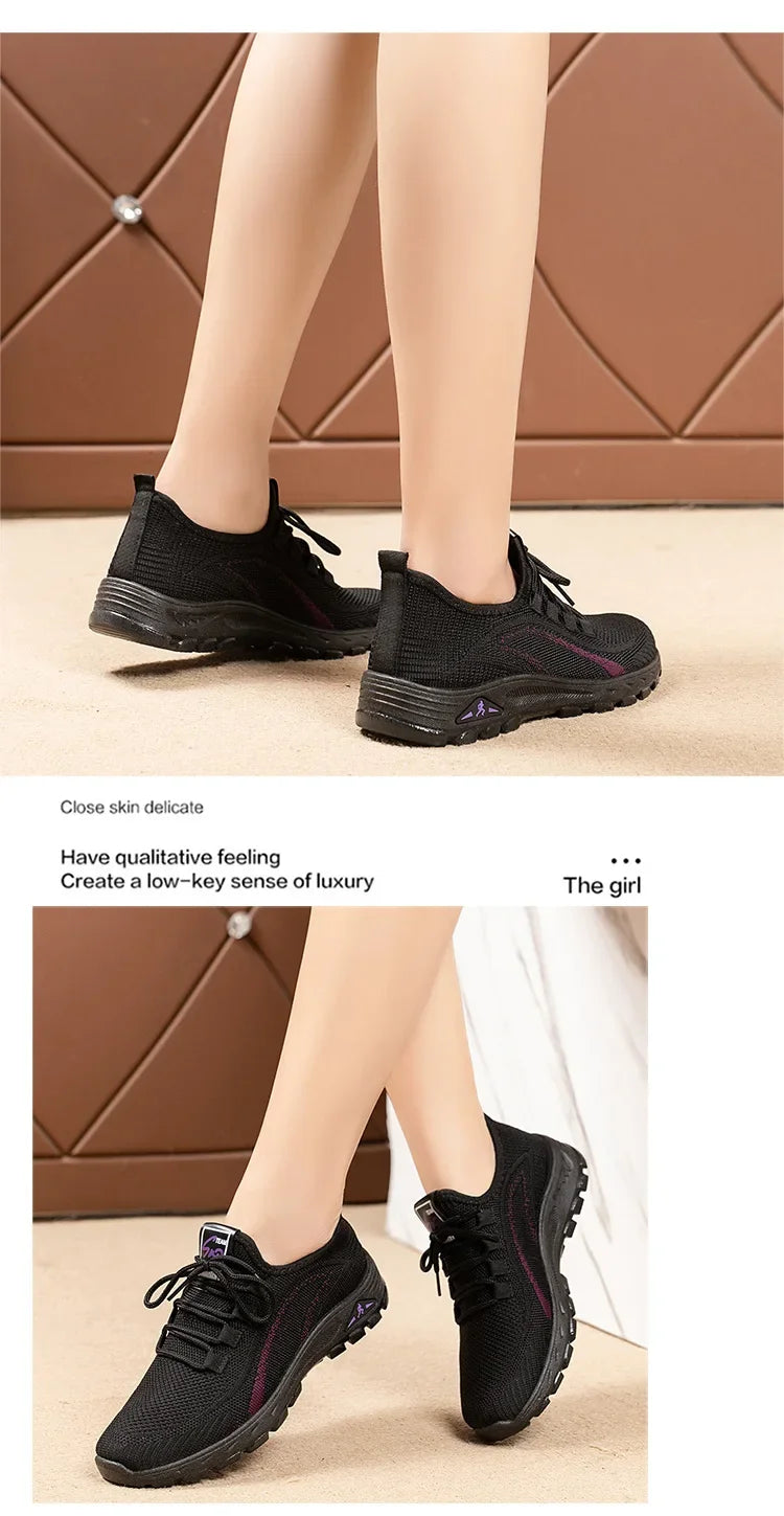 Black Beijing Cloth Casual Work Shoes for Women - Comfortable Slip-On Flats