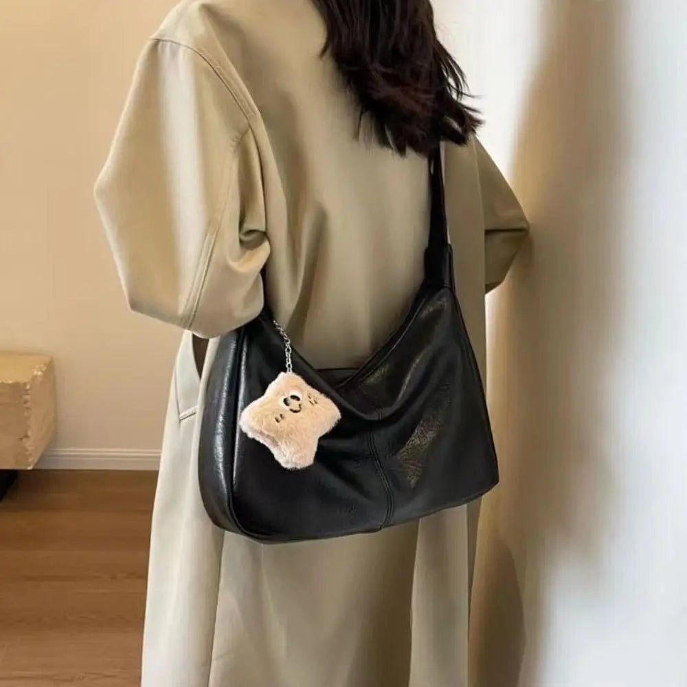 Trendy Slouchy Shoulder Bag for Women - PU Leather Large Capacity Hobo Tote - JStorehub 