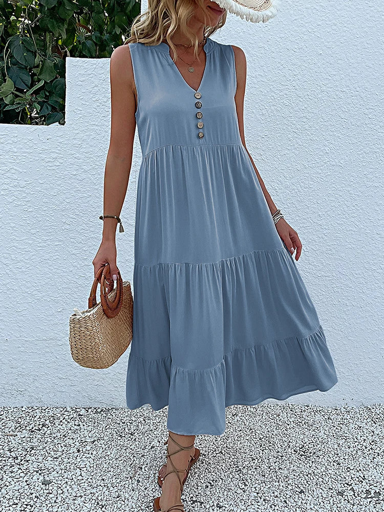 Women Dresses: Casual Summer Midi Dress - Salman Store