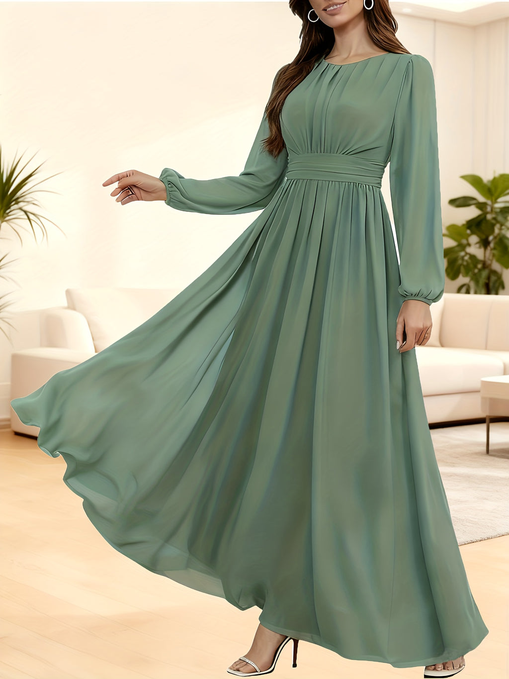 Women Dresses: P373 Elegant Flared Midi Dress - Salman Store