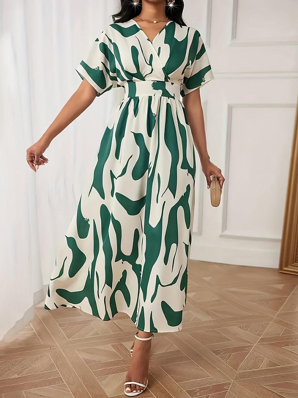 Women Dresses: Elegant Color-block A-line Dress – Salman Store
